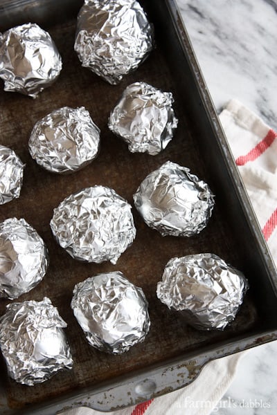 Sloppy Joe Potato Skins individually wrapped in tin foil