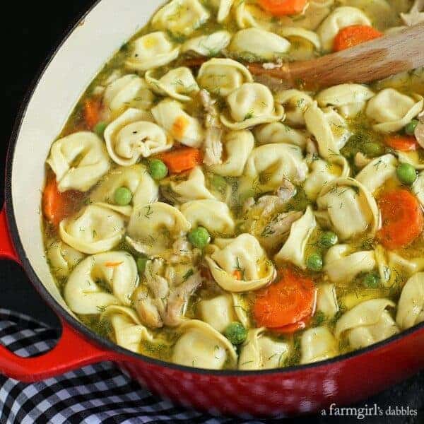 Lemon Chicken Tortellini Soup with Dill