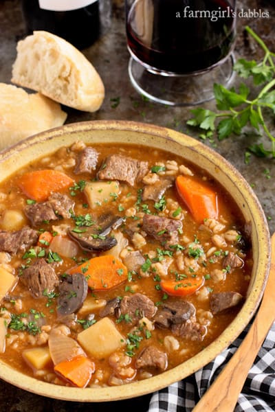 Slow Cooker Beef and Barley Stew • a farmgirl's dabbles