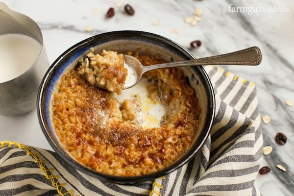 Make Ahead Buttery Baked Oatmeal from afarmgirlsdabbles.com