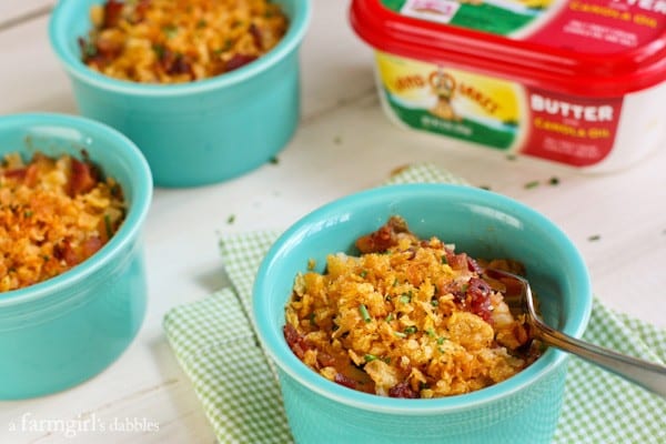 Hash Brown Cups with a tub of land o lakes butter