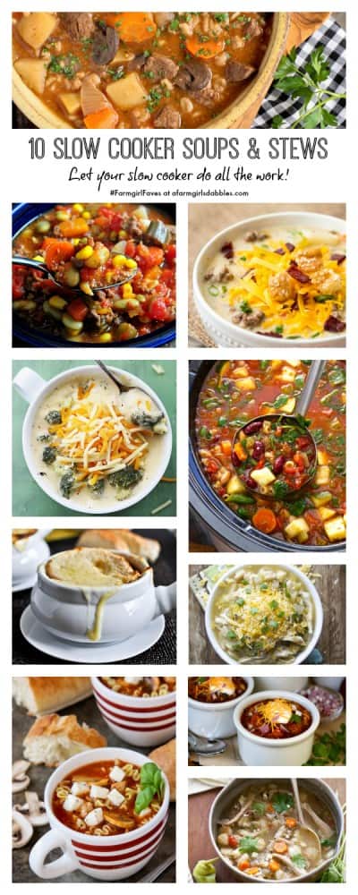 pinterest image of 10 Slow Cooker Soups and Stews