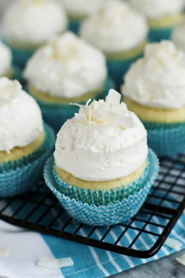 Coconut Cupcakes with Fluffy Coconut Buttercream