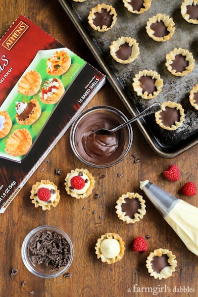 assembling the phyllo cups with coconut cream