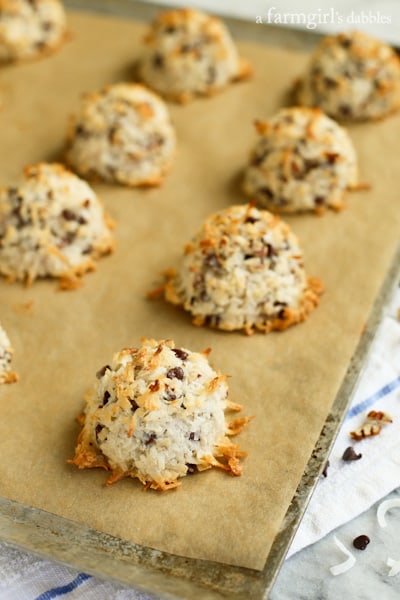 German Chocolate Macaroons on a baking sheet