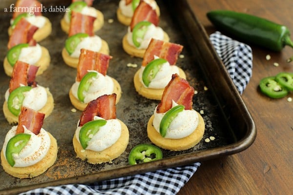 Jalapeno Corn Cakes with Honey Whipped Goat Cheese and Bacon