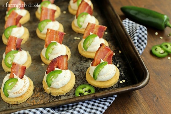 Jalapeno Corn Cakes on a rimmed baking sheet