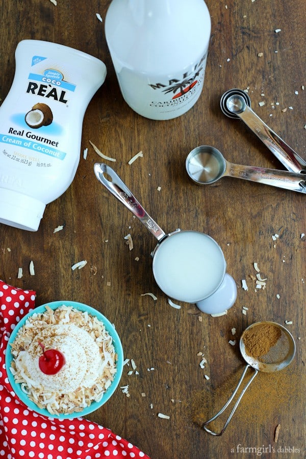 cream of coconut and malibu liqueur