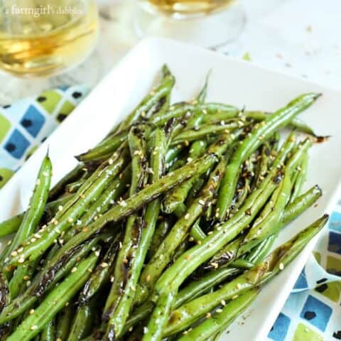 Blistered Teriyaki-Ginger Green Beans with sesame seeds