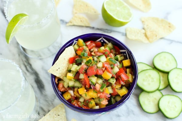 Pico de Gallo with fresh cucumber slices