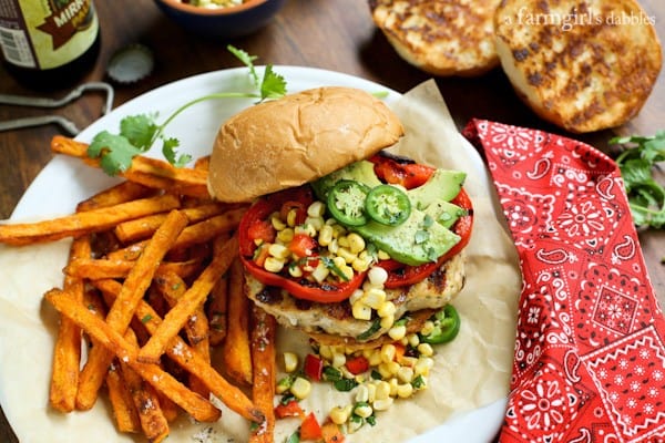 Tex Mex Chicken Burgers with Fresh Corn Relish