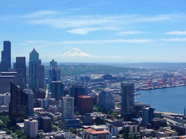 Mount Rainier seen from the top of the space needle