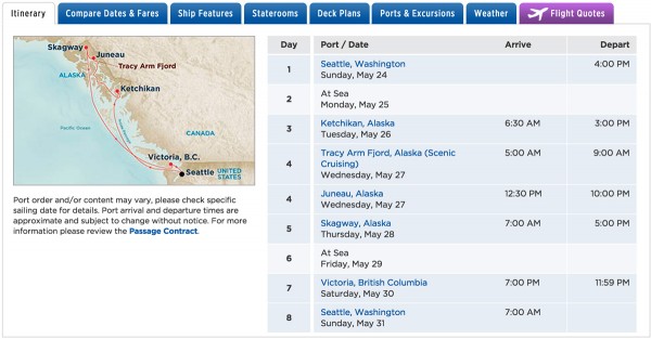 alaskan cruise itinerary