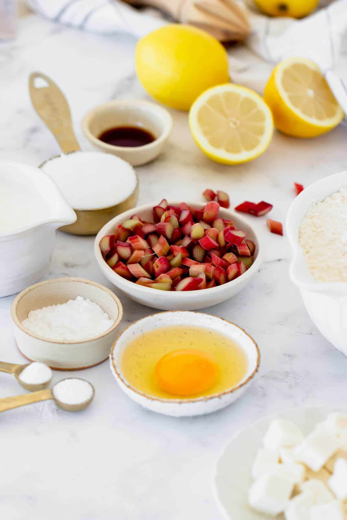 Ingredients to make rhubarb scones