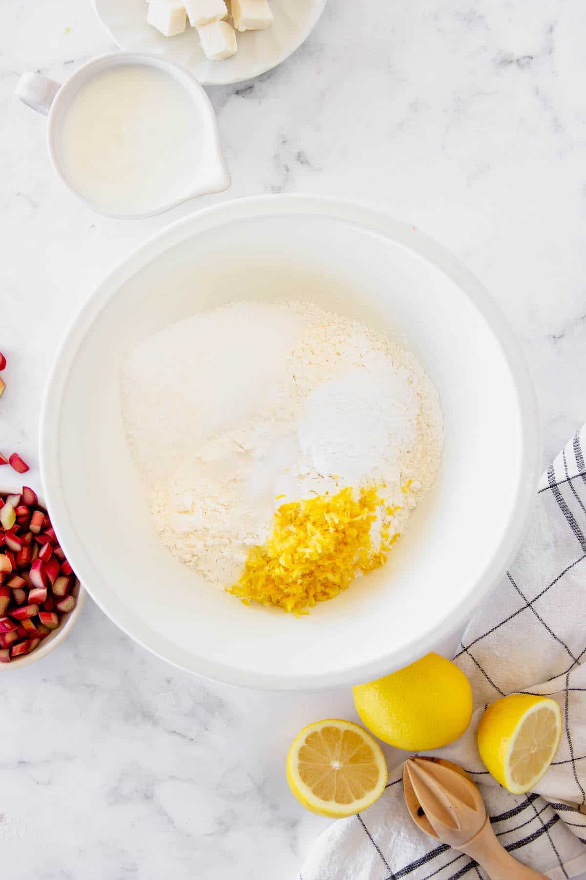 A flour mixture with lemon zest