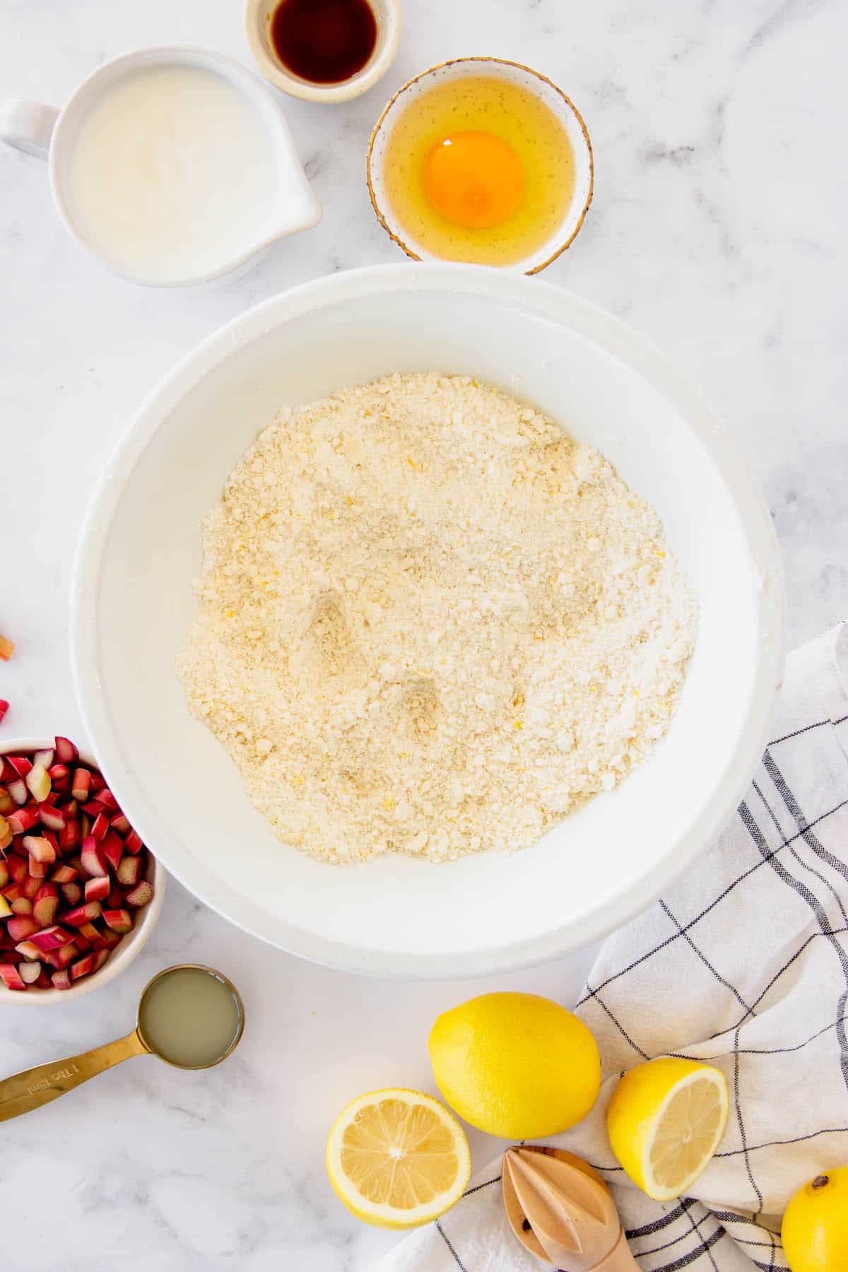 Flour mixture in a white bowl