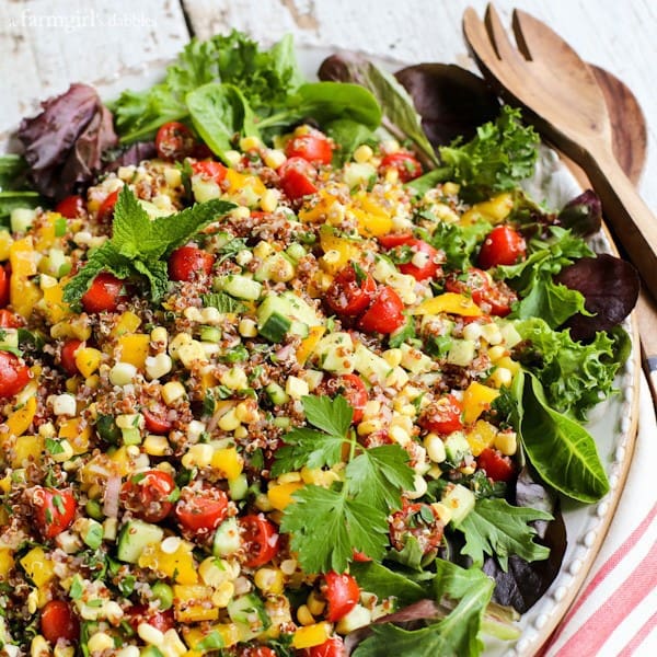 Summer Quinoa and Veggies Salad with Honey-Shallot Vinaigrette