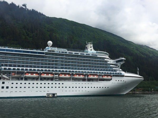 Ruby Princess cruise ship docked in Juneau
