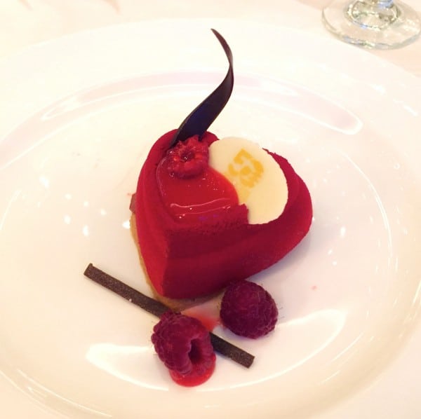 Chocolate Raspberry Mousse with Vanilla Créme Brulée and Crunchy Shortbread from Princess Cruises