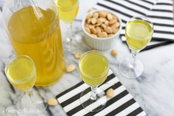 Homemade Limoncello in glasses