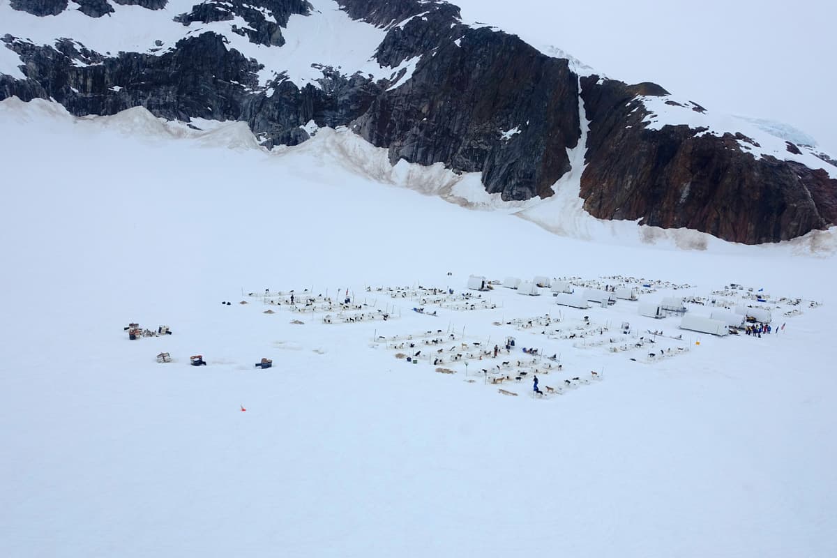 dogsled camp on Mendenhall Glacier