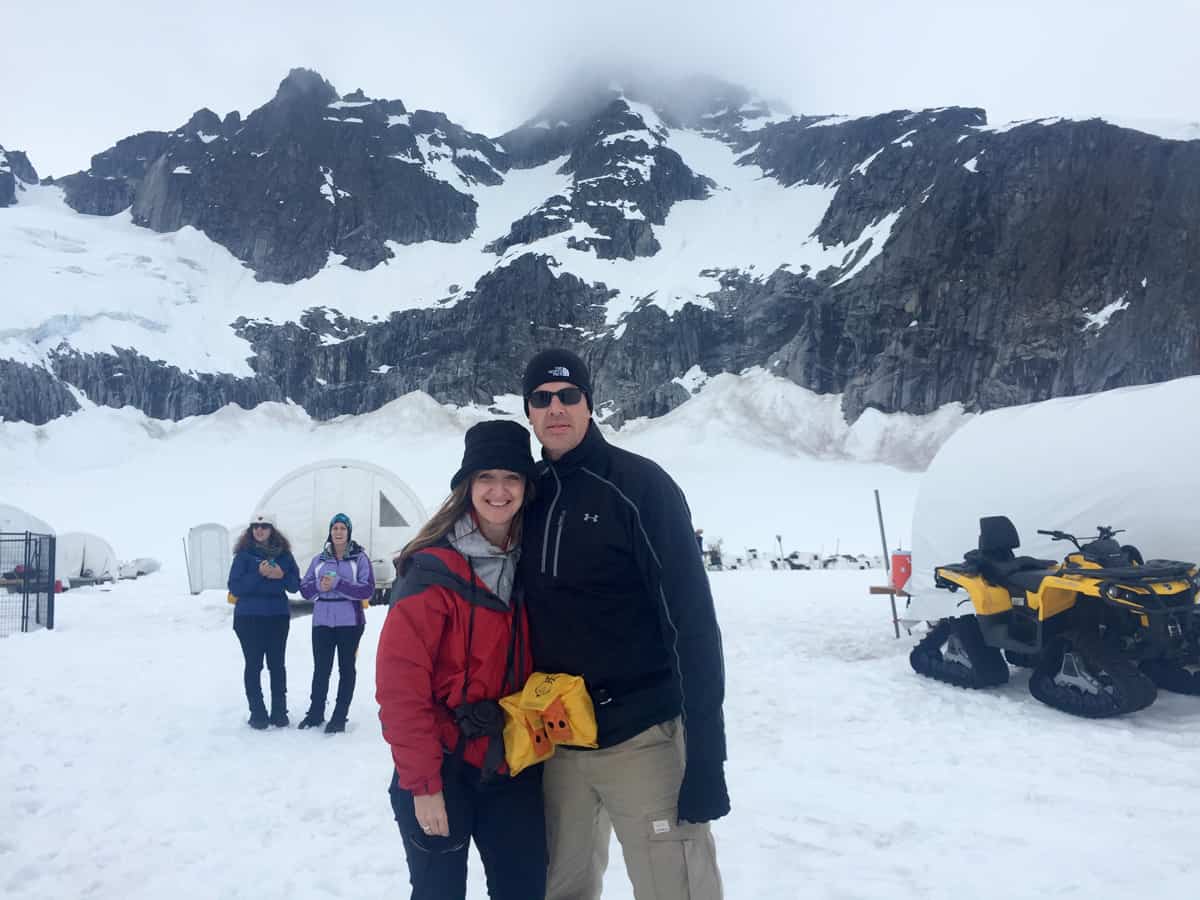 two people on top of Mendenhall Glacier