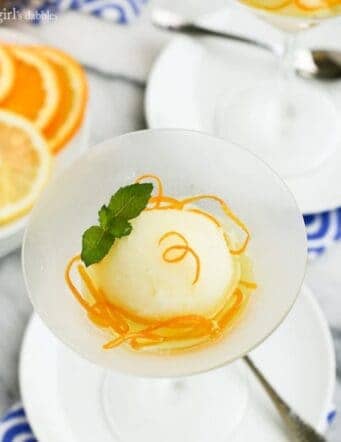 Lemon Sorbet with Candied Orange Peel