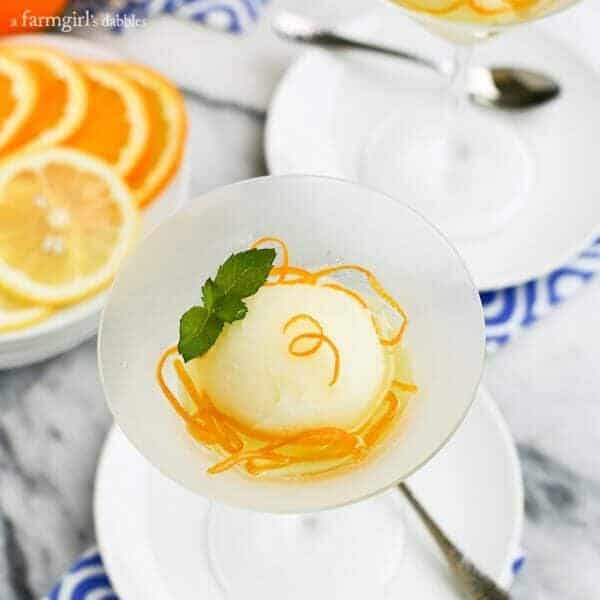 Lemon Sorbet with Candied Orange Peel