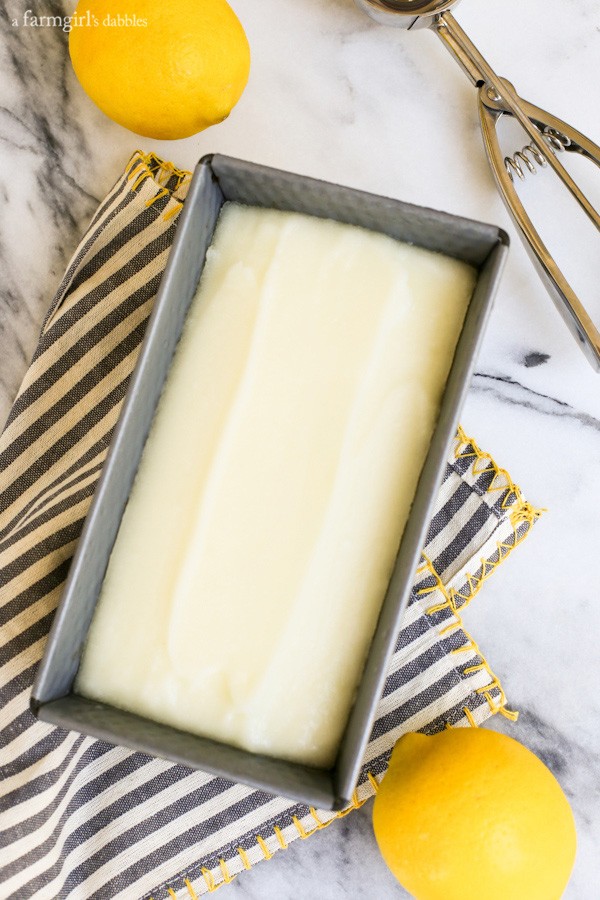 a bread pan of Lemon Sorbet