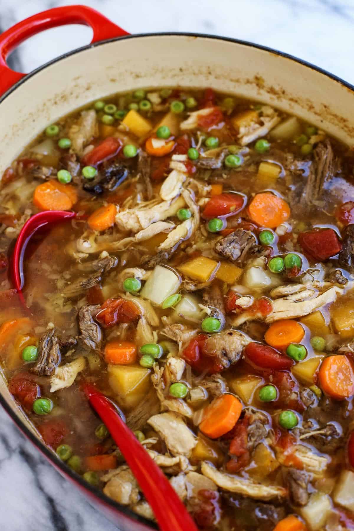 booyah stew in a large pot