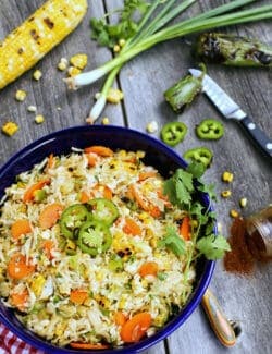 A bowl of grilled corn and jalapeno slaw