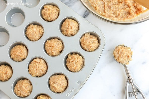 Chicken Meatballs in a mini muffin pan before going in the oven