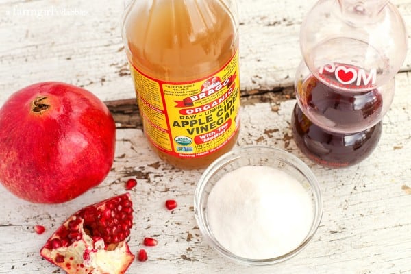 fresh pomegranate, sugar, apple cider vinegar, and POM juice