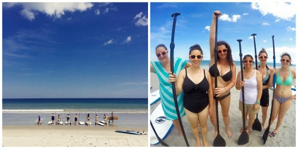 a group of women going paddle boarding