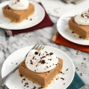 French Silk Pie Bars on white plates