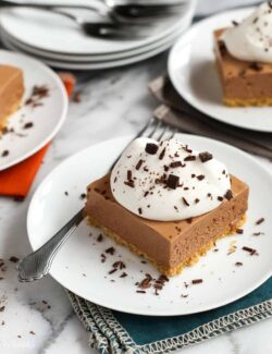 Chocolate French Silk Pie Bars with Graham Toffee Crust