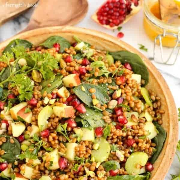 Wheat Berry and Spinach Salad with Orange-Curry Vinaigrette