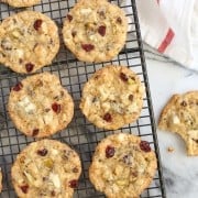 Kitchen Sink Cookies on a black cooling rack