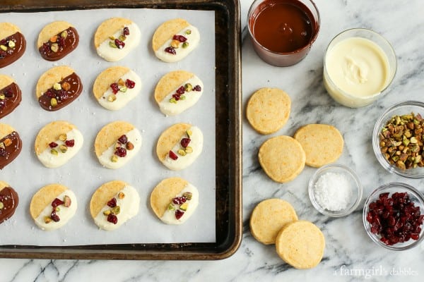 ingredients for assembling Chocolate Dipped Orange Shortbread Cookies