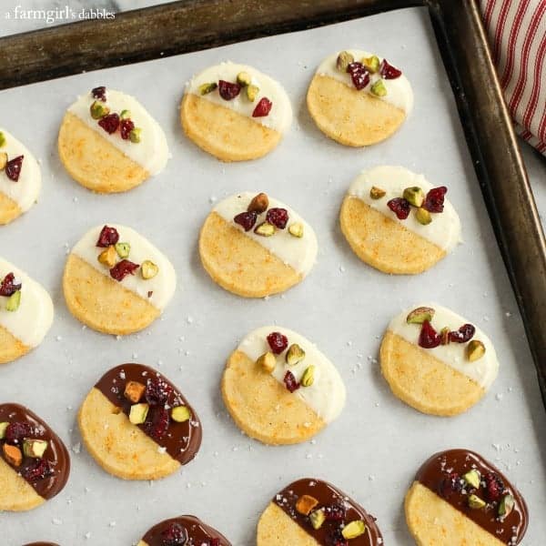 Chocolate Dipped Orange Shortbread Cookies