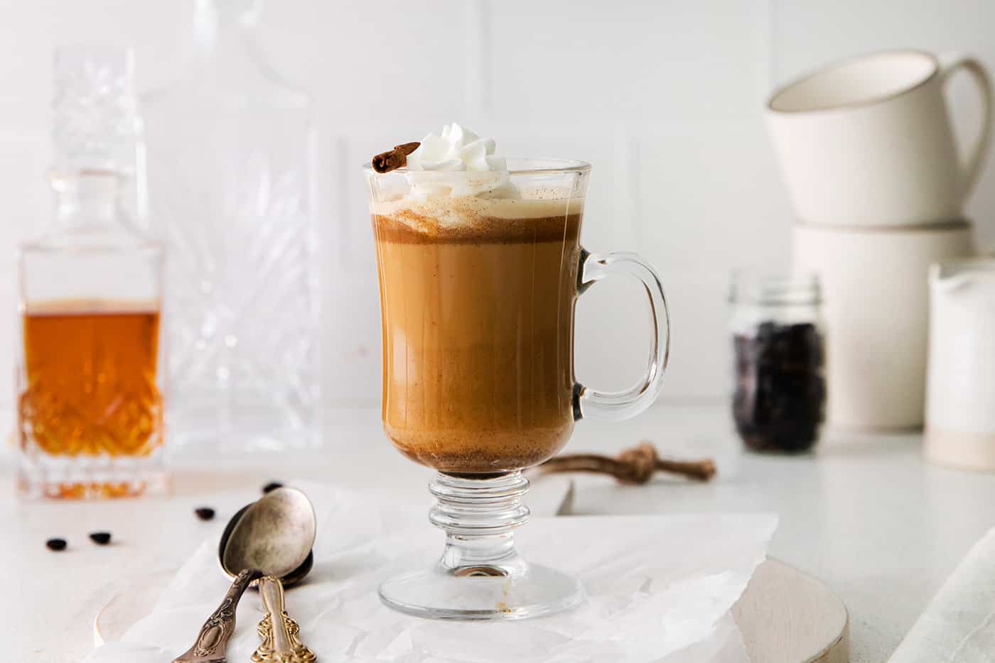 A hot buttered rum coffee cocktail