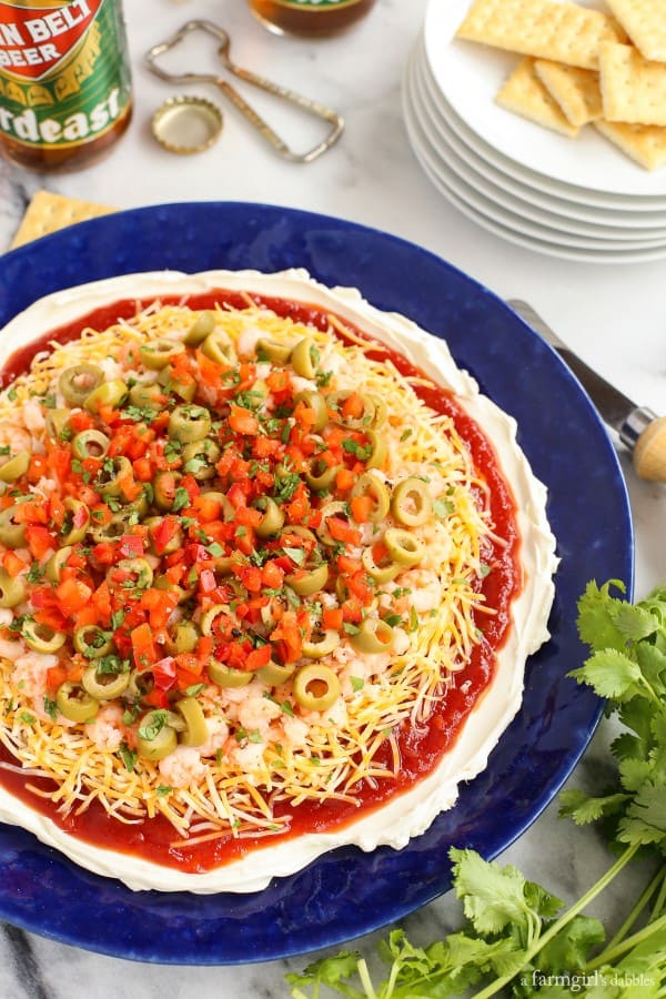 Chili Shrimp Dip with a grain belt beer