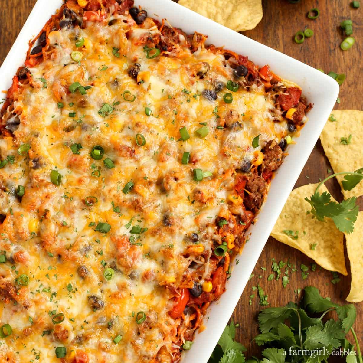 Cheesy Beef and Sweet Potato Taco Casserole