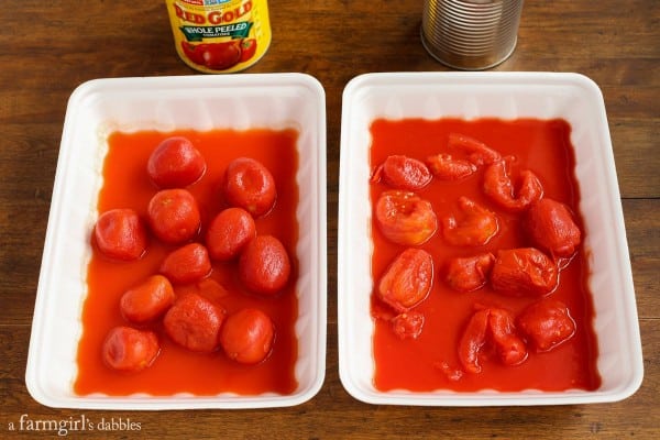 Red Gold Challenge comparing Red Gold tomatoes and another brand