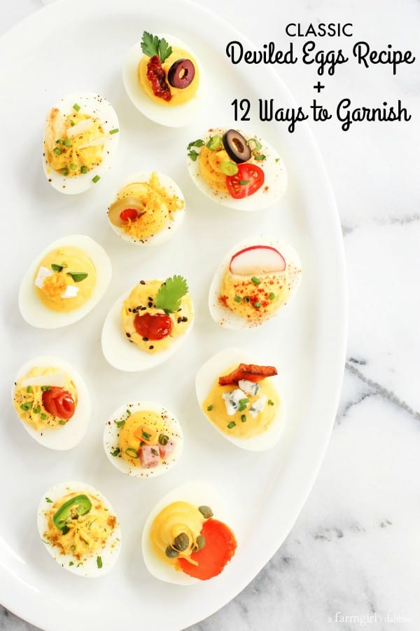 Classic Deviled Eggs with 12 different Garnishes