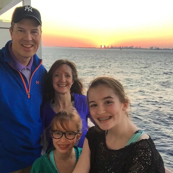 family photo on a cruise ship
