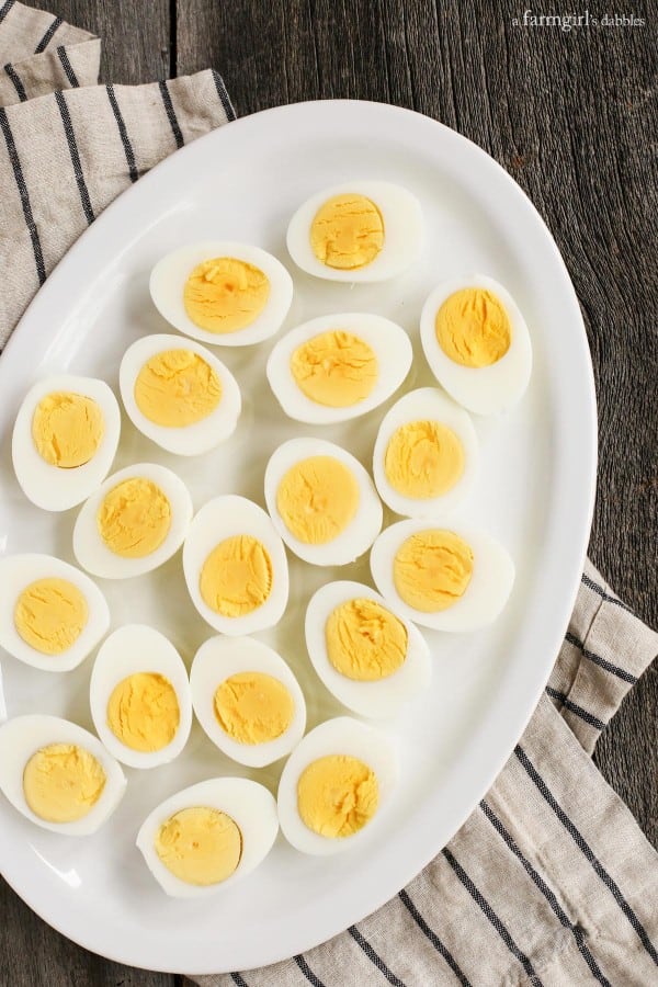 hard boiled eggs cut in half