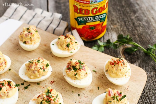 deviled eggs with tomatoes