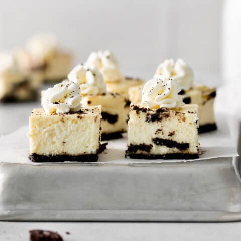 Front view of Oreo cheesecake bites