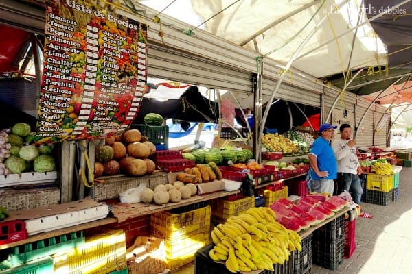 a produce stand in the floating market of Curaçao